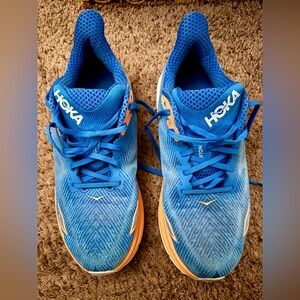 Hoka Clifton 9 Men’s Vibrant Blue with Orange Accents Shoes